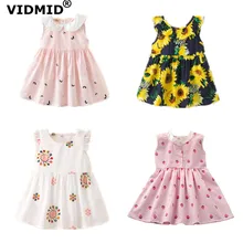 Vidmid детский платье для девочек платье принцессы хлопковая одежда для малышей; платья для девочек; летняя детская одежда с короткими рукавами платье для девочек es 7071 01