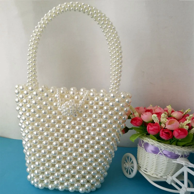 

JHD-Pearls Beading Bags For Women Handbag Fashion Handmade Pearls Handbags Women Vintage Evening Party Bag Ladies Luxury Tote
