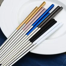 1 пара Нержавеющая сталь посуда красочные Длина 23,5 см палочками пара в Корейском стиле багет chinoise посуда