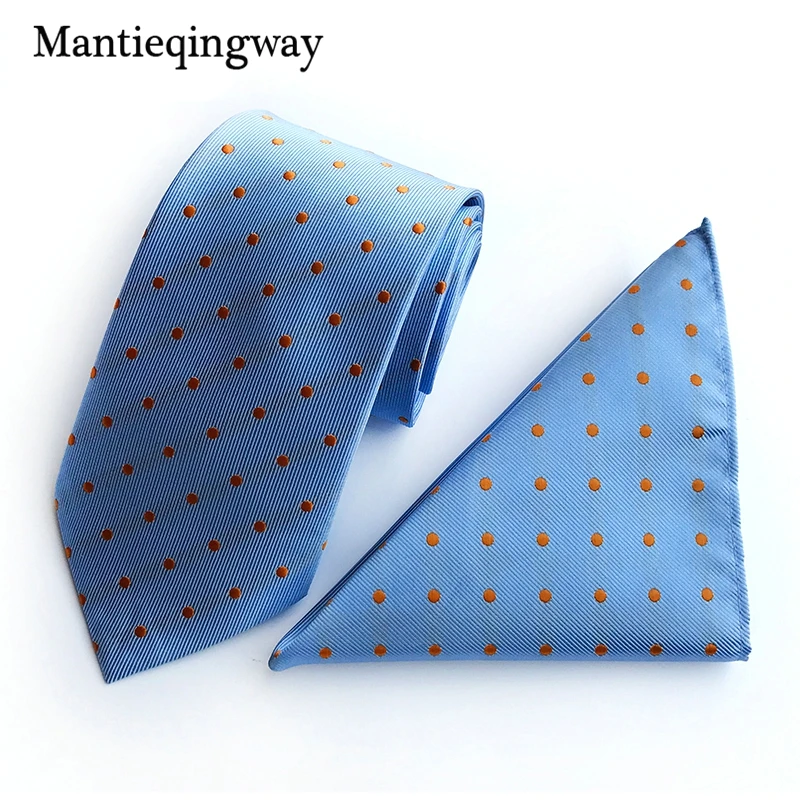 Mantieqingway строгая Деловая одежда набор галстуков классические носовые платки в горошек с принтом галстуки-бабочки для мужчин Свадебная вечеринка 8 см галстук