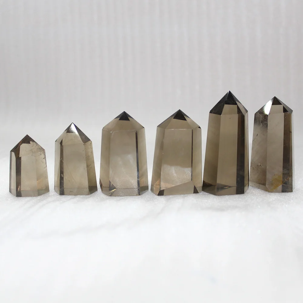 Натуральный кристалл дымчатого кварца камень из шести призм Кристалл колонна драгоценный камень шестиугольная призма для рукоделия рейки Одиночная точка