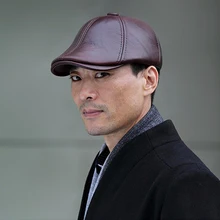 Зима Повседневная Натуральная Воловья кожа козырек Duckbill плоские шапки Newsboy шляпа для мужчин таксистские Шляпы