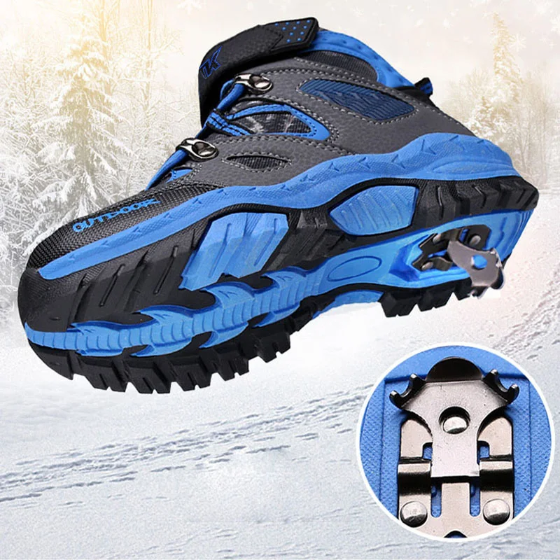 Kids Boots Boys Girls Winter Snow Sneaker Hiking Shoes Outdoor Walking Antiskid Steel Buckle Sole