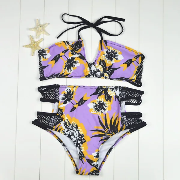 Aliexpress.com : Buy 2016 New Lace Print High Waist Bikini Set Women ...