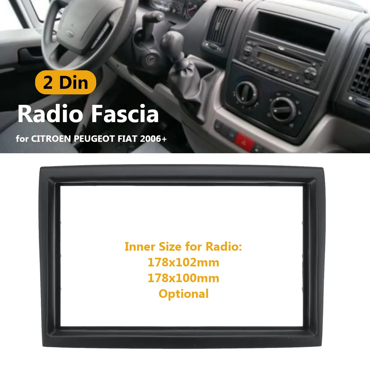 

2 Din Car Stereo Radio Fascia Panel Plate Frame CD DVD Audio Dash Mount Trim for CITROEN for PEUGEOT for FIAT 2006+