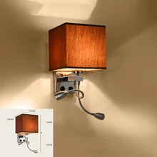 Modern wall sconce with switch wall bed lamps 1 or 2 pcs 1w led reading light hose rocker arm Reading lighting fabric lampshade
