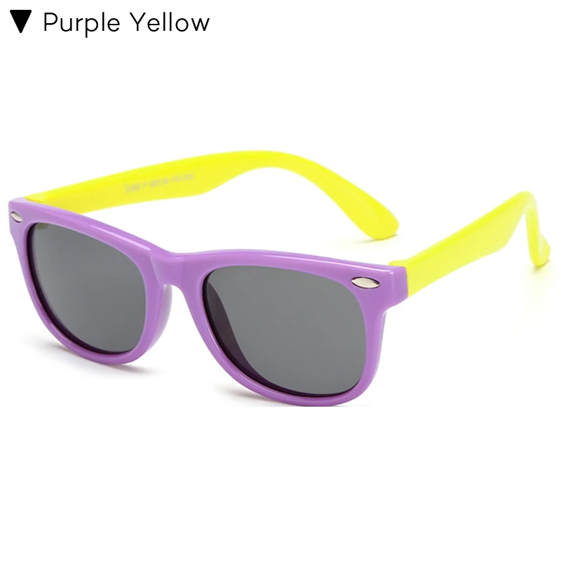 Поляризационные солнцезащитные очки для детей, мальчиков и девочек, детские солнцезащитные очки, безопасные очки, очки, прозрачное защитное стекло, UV400 - Цвет линз: C9 Purple Yellow