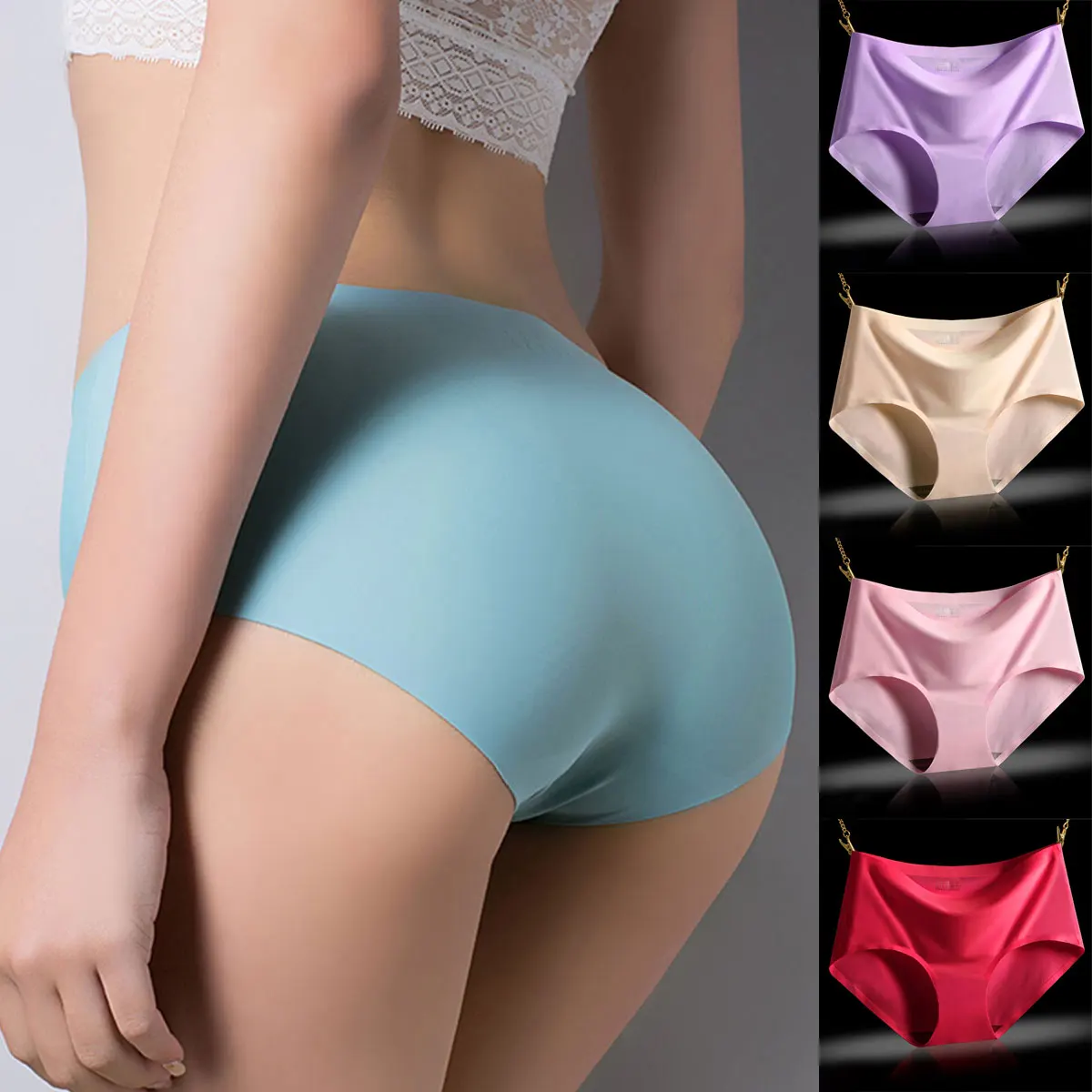

Fashion Women Panties Color Cotton Women's Breathable sexy Briefs Seamless girl Comfort Underwear Middle Waist pant