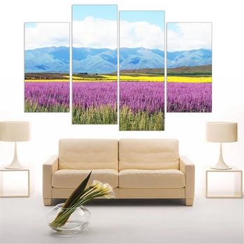 

Canvas Art Picture Flower Home Decor Provence Lavender Canvas Painting for Living Room Frameless 4pcs