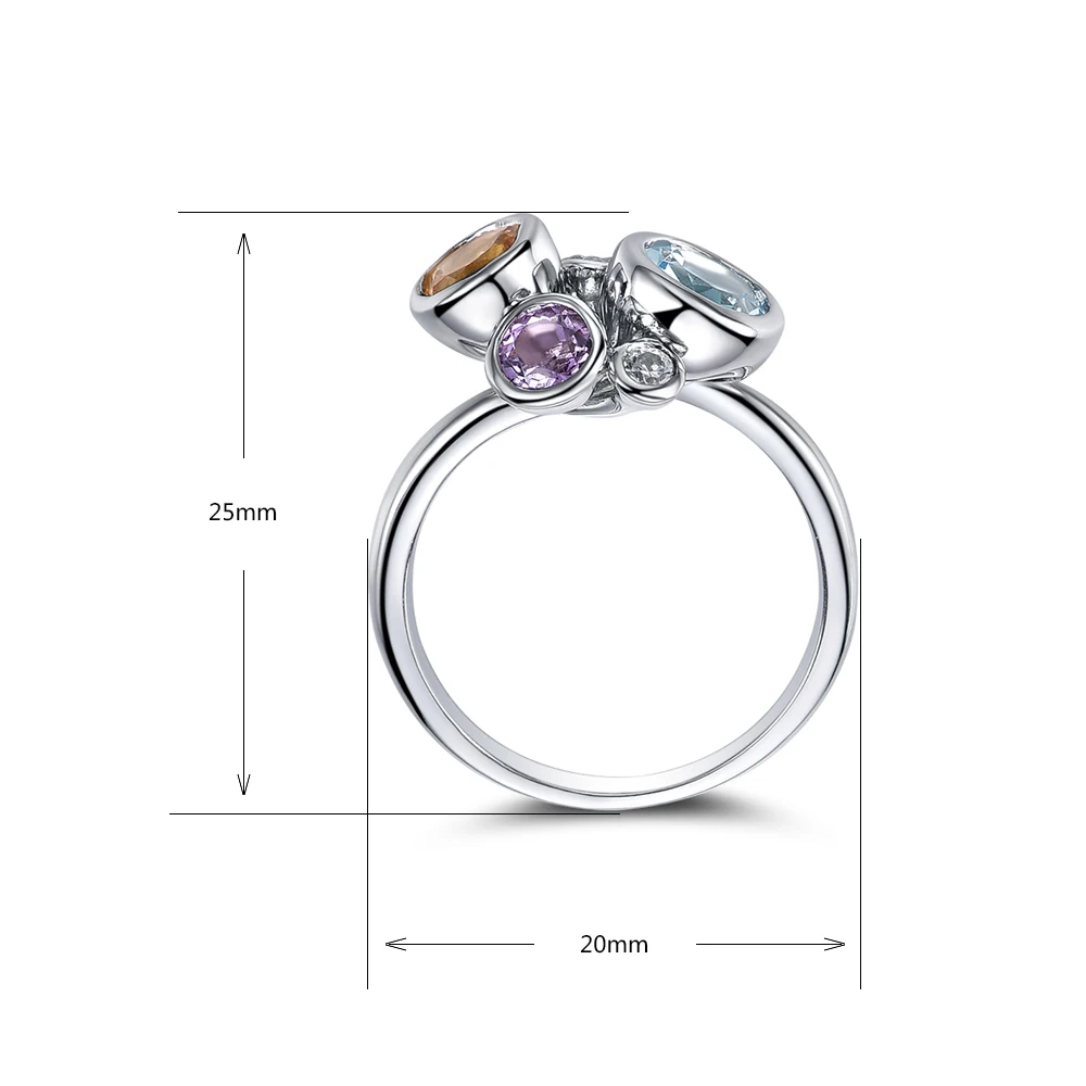 I& Zuan, 925 пробы, Серебряное Ювелирное кольцо для женщин, натуральные драгоценные камни, 3 цвета, голубой и желтый и фиолетовый топаз, хорошее ювелирное изделие 8757