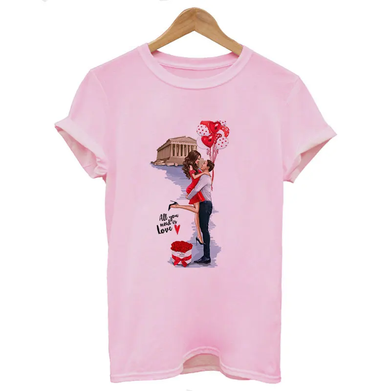 Модная стильная уличная Женская футболка для отдыха летняя одежда тонкая футболка с круглым вырезом и короткими рукавами футболка Harajuku Trend - Цвет: 2078-Pink