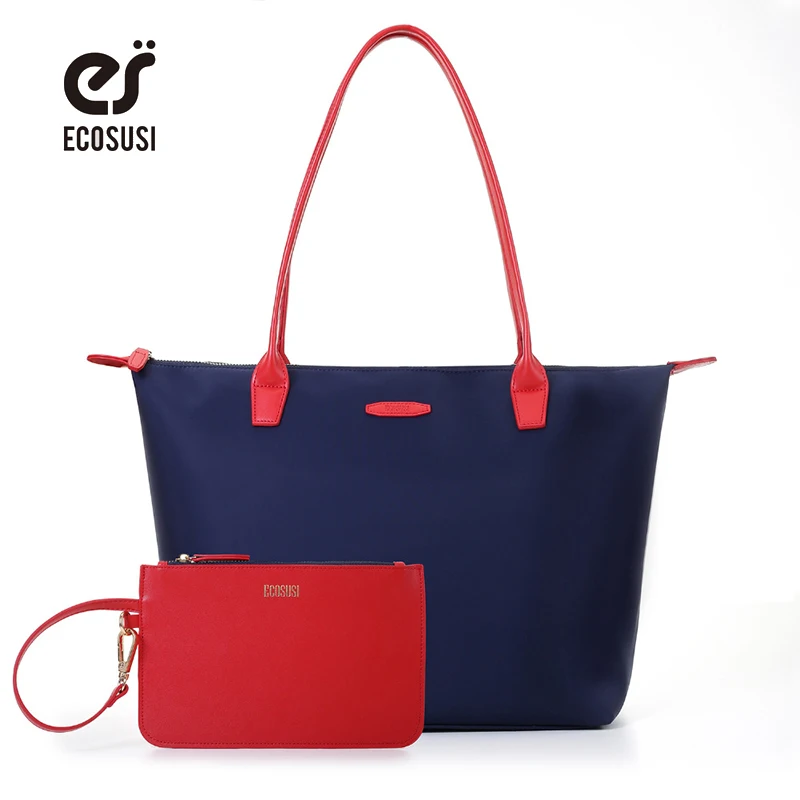 

ECOSUSI 2pcs New Designer Women Bag With Purse Mummy Bags Anti-wrinkle Nylon Tote Bag Fashion Handbag Shopping Tote Bolsa