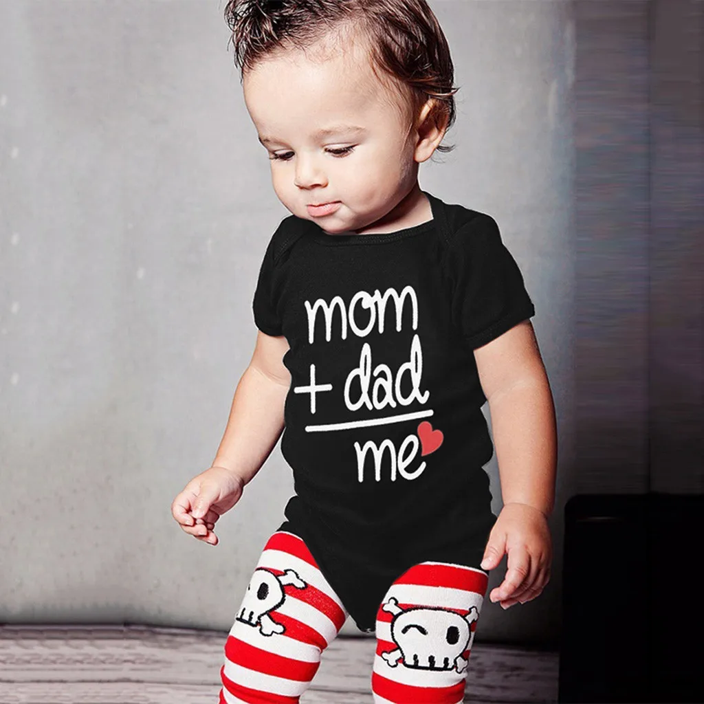 

2019 Hot Sale Toddler Newborn Baby Girls Boys Letter Printed Tops Bodysuit Lovely Clothes Mom Dad Baby Zomer Kleding Meisje
