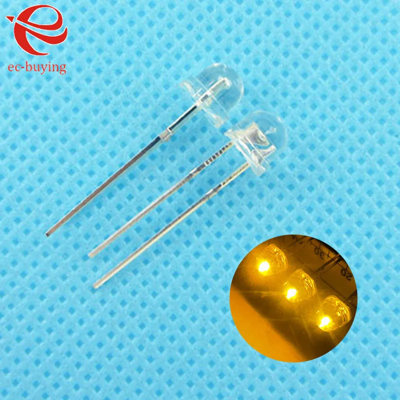

5mm Yellow Straw Hat Light LED Emitting Diode Ultra Bright Lamp Bead Plug-in DIY Kit Practice Wide Angle 5 mm 100 pcs/lot