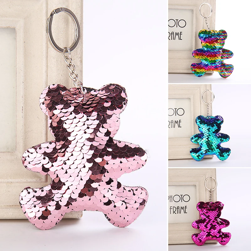 

Shiny Christmas Tree Keychain Fashion Cat Beer Pig Bling Key Chain Car Bags Sequins Pendants Decoration Jewelry Gifts Keyrings