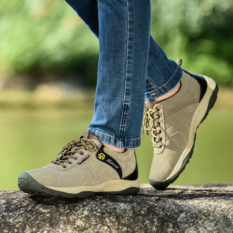 

Outdoor Shoes Men Pig Suede Mountain Hiking Shoes For Men Spring Light Climbing Shoes For Man Rubber Sole Treking Sneaker