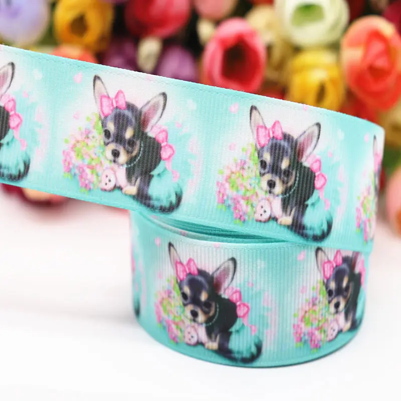 1 " 25 мм 5 метров/lot Grosgrain ленты DIY Hairbows с принтом собаки ручной работы Grosgrain ленты полиэстер ленты - Цвет: 1