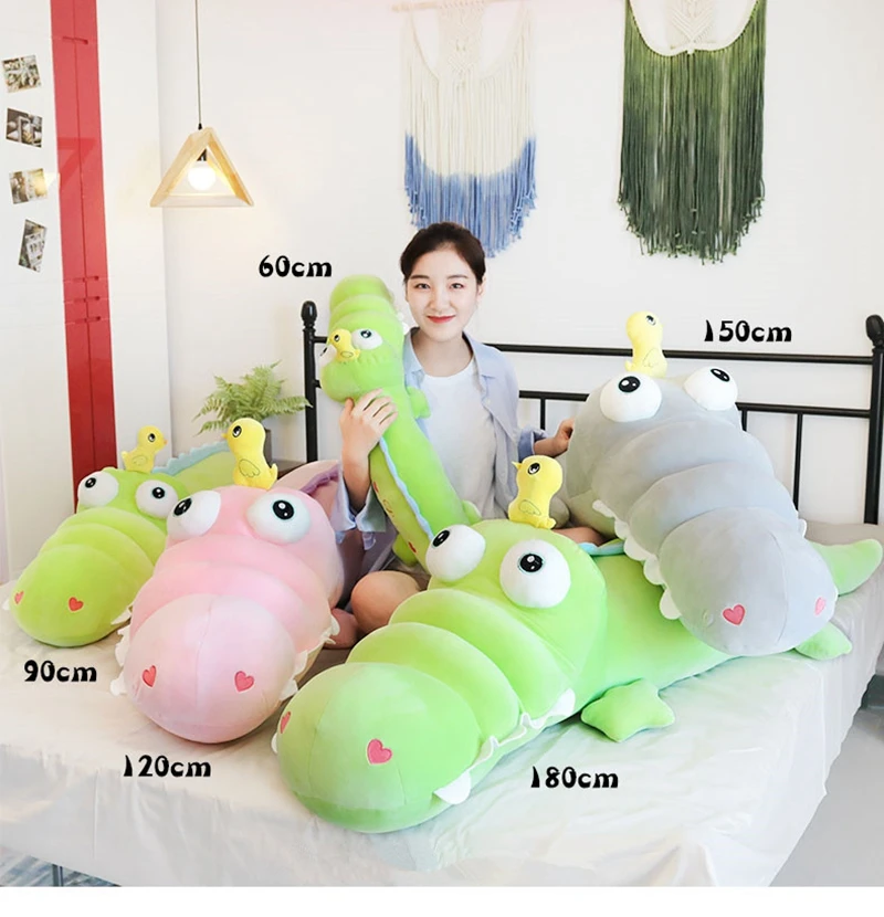 Dorimytrader Hot Soft Cartoon Crocodile Plush Doll Giant Animal Alligator Pillow Toy Cushion for Girl Boy Gift 71inch 180cm DY50615  (4)