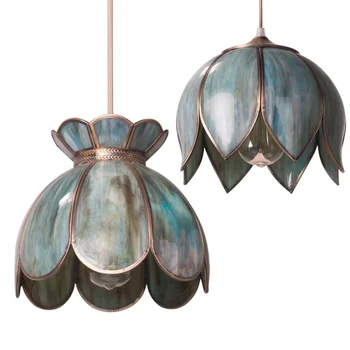 

New Classical Glazed Glass Clear Glass Lampshade Lotus Flower Pendant Lamp Bar Restaurant Dining Living Bedroom Room