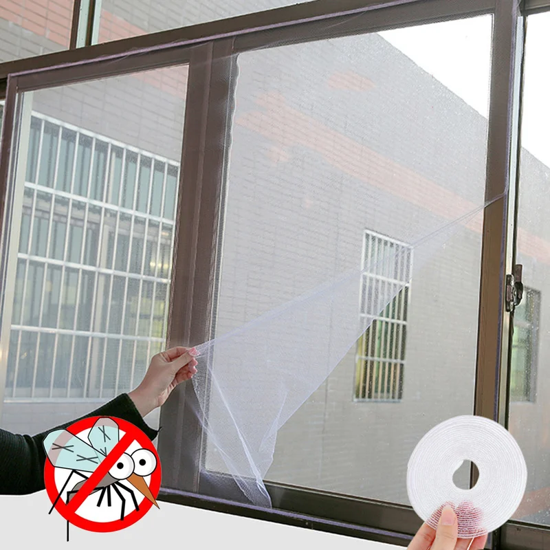 

White Color Window Screen Mesh Net Insect Fly Bug Mosquito Moth Door Home Use Netting Mosquito Protection Net With Velcro Tape