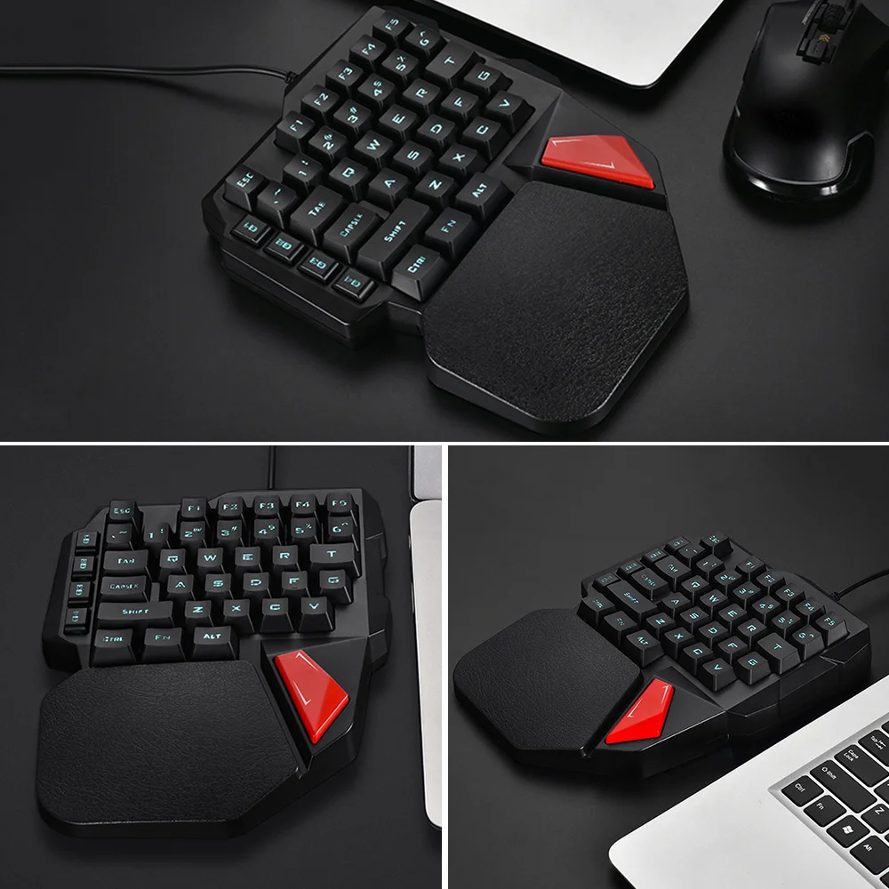AVATTO 38-Key Professional One/Single Hand USB Wired Backlit Gaming Keyboards Esport Gamer Keypad for PUBG LOL CS go overwatch
