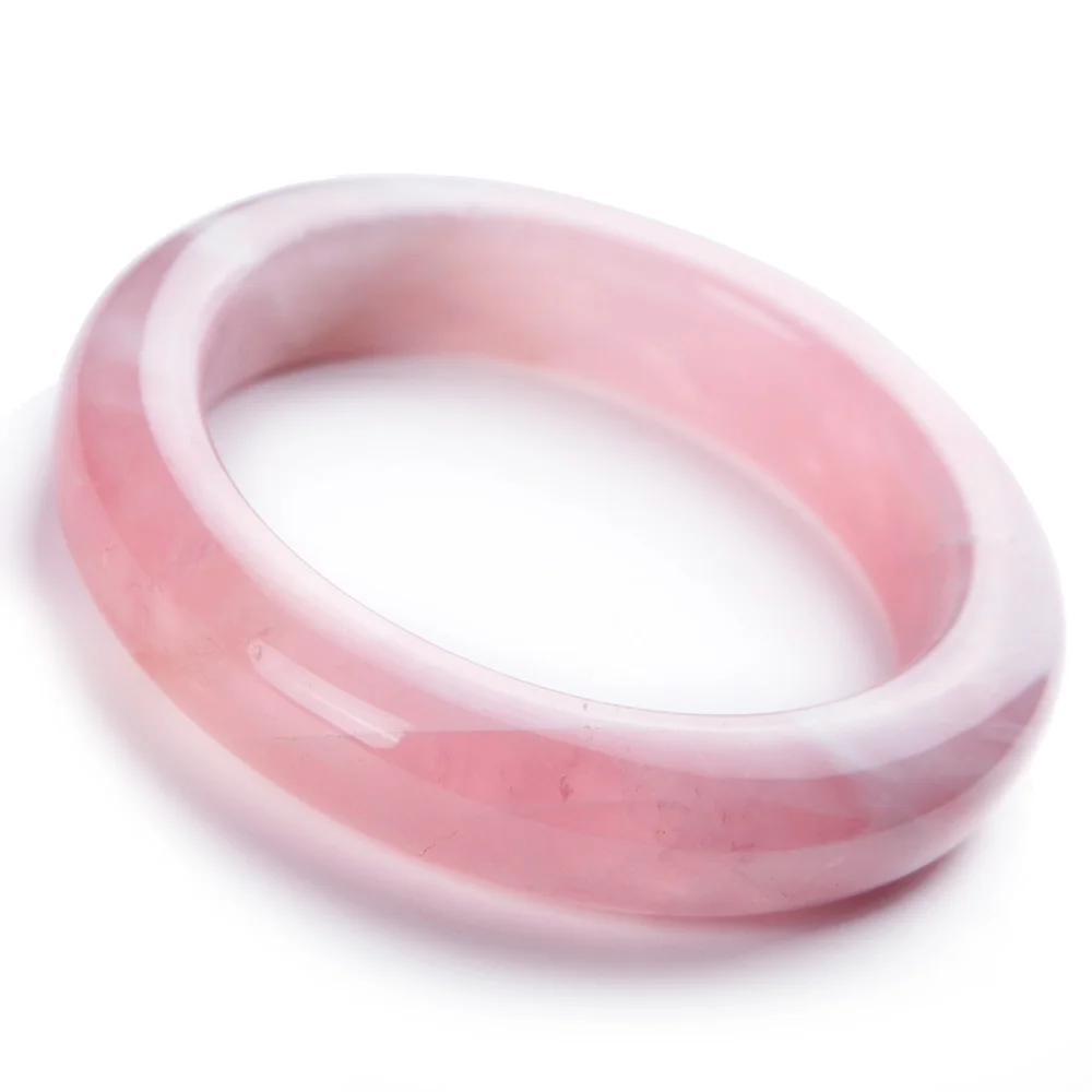 

Top Quality Natural Rose Quartz Crystal Woman Bangle Bracelet 57mm Lady Fashion 14x9mm Healing Love Stone AAAAA Certificate