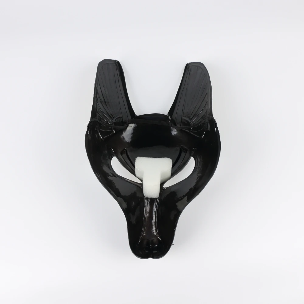 Egyptian Anubis Cosplay Face Mask With Headscraf PVC Canis spp Wolf Head Jackal Animal Masquerade Party Halloween Fancy Dress (1)