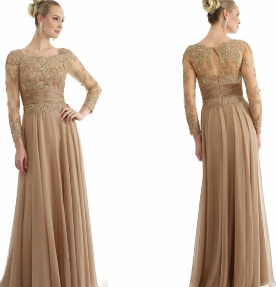 

Vintage Lace Mother of the Bride Dress 2019 Long Sleeves Crystal Beading vestidos de festa Formal Mother Dress robe de soiree