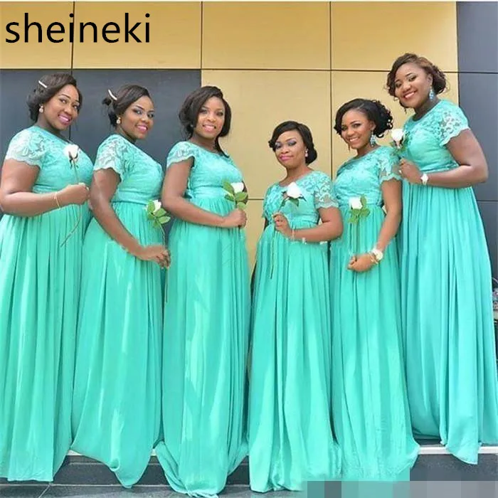 2018 South African Mint Green Long Bridesmaid Dresses