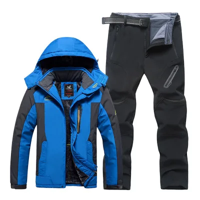 Лыжный костюм для мужчин зима водонепроницаемая ветрозащитная плотная теплая зимняя одежда мужские лыжные комплекты куртка лыжные и сноубордические костюмы бренды - Цвет: Коричневый