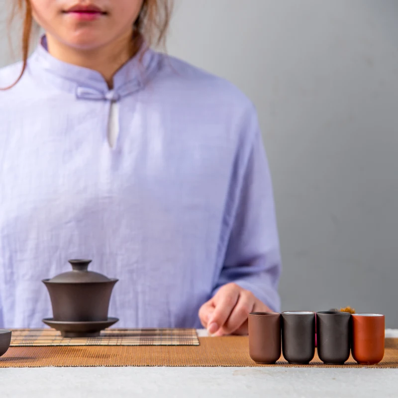 

Small Tea Cups china Antique Teacup Purple Clay Tea Bowl Ceramic Chinese kung fu tea set portable coffee & tea tools D052