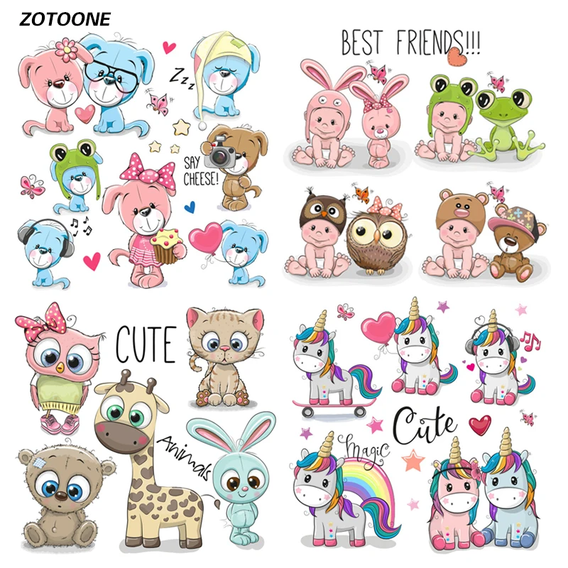 

ZOTOONE Iron on Transfer Patches for Clothing Cute Cartoon Unicorn Set Beaded Applique T Shirt Clothes Decoration DIY Kid Gift E