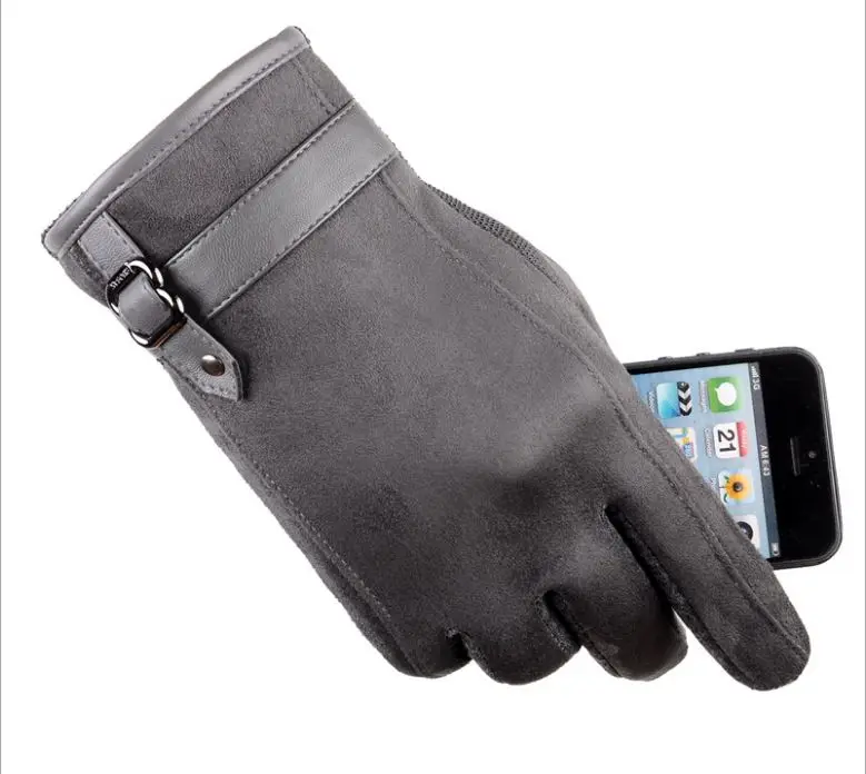 GLV994New leather man touch screen font b gloves b font with thick warm fleece winter cycling
