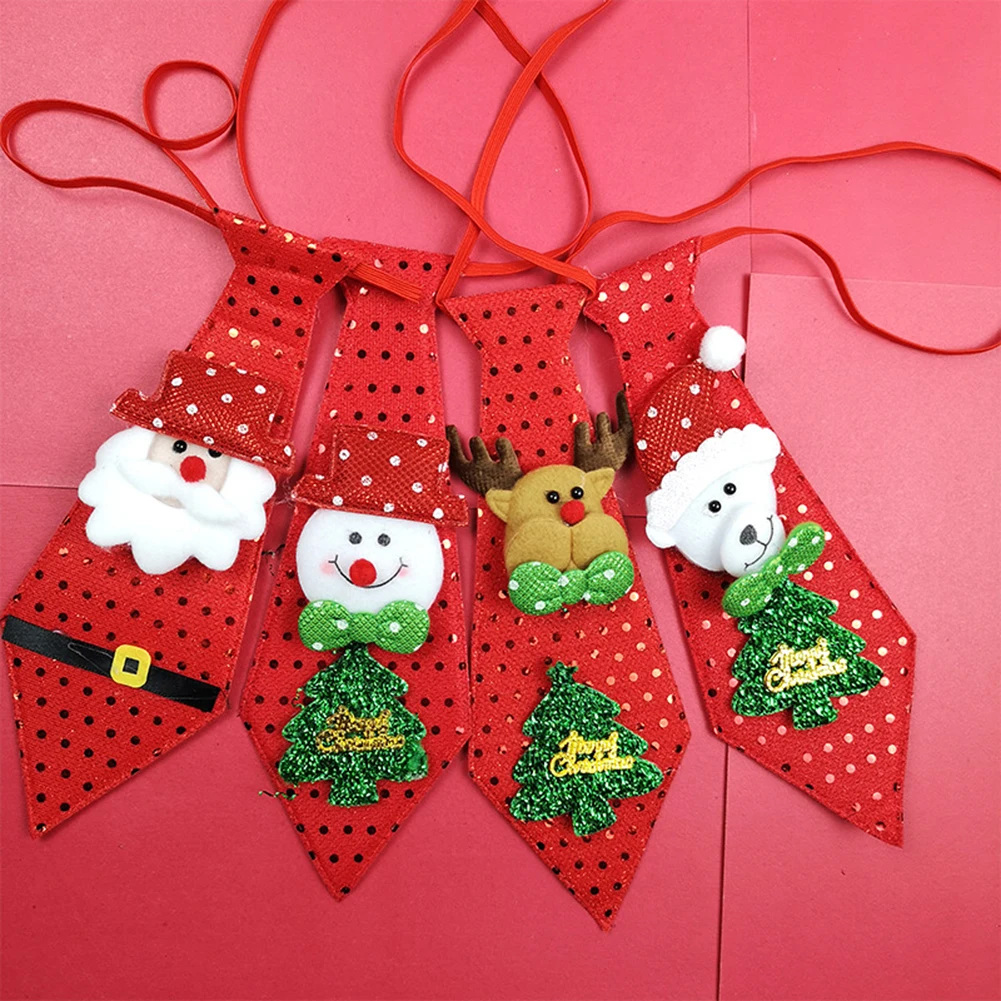 Светодиодный галстук, рождественское платье, светящиеся блестки, Санта-Клаус, медведь, снеговик, лось, галстук, Детский галстук с рисунком, украшение, подарок на год