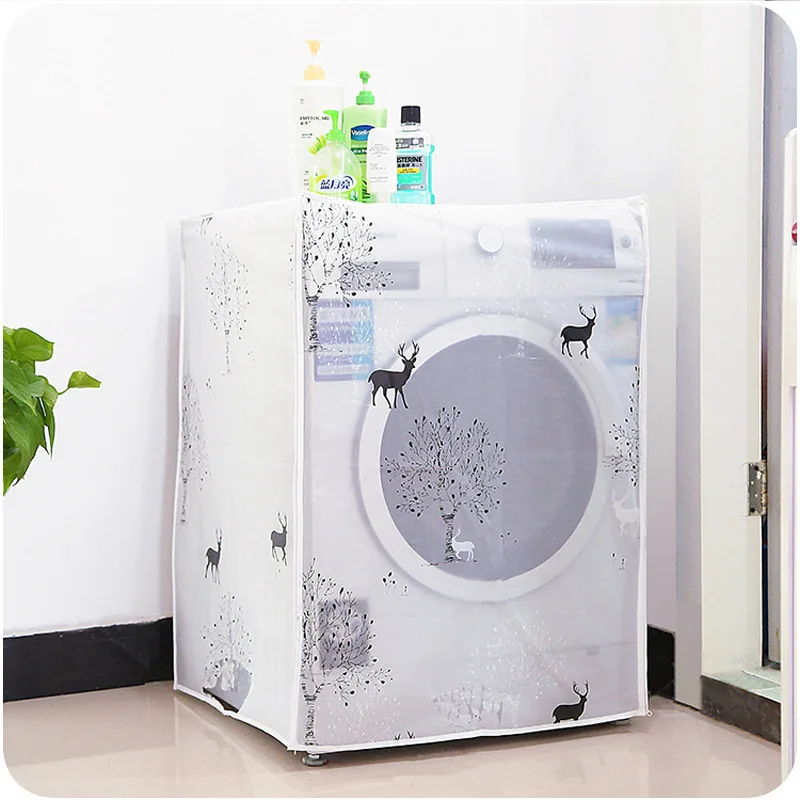 

Transparent Washing Machine Cover Printing Sunscreen Covering Household Waterproof Roller Washing Machine Cover Home Gadgets