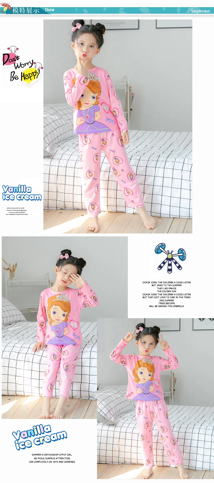 New Arrivals Autumn Winter Girl Pajamas Set Baby Long Sleeved Sleepwear Suit Big Girls Nightwear Pants Girl Tops Kids Gift