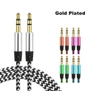 

3.5mm Jack Braided Stereo Audio Cable Gold Plated Male To Male Speaker Cable Portable Audio Player Accessories Drop Shipping