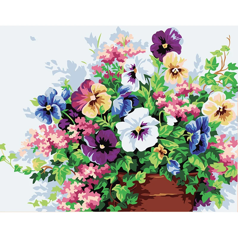 

ArtSailing Colorful Beautiful Flowers DIY Hand Painting By Numbers Oil Painting On Canvas Unique Gift For Home Decor NP-098
