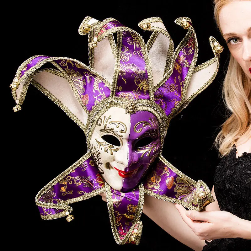 Венецианская маска Шут Джолли для костюма вечерние Маскарад Карнавал Дионисия Хэллоуин Рождество Классический Italia маска полное лицо ПВХ