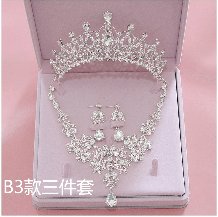 Moda de Cristal Do Casamento Conjuntos De Jóias de Noiva Tiara Coroa Brinco Colar Mulheres Prom Pageant Set Jóias Enfeites de Cabelo de Noiva (6)