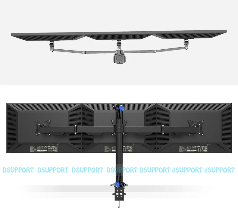 Сверхмощный тройной экран светодио дный светодиодный компьютер монитор Держатель рабочего зажима полный движения 3 монитор крепление Поддержка кронштейн