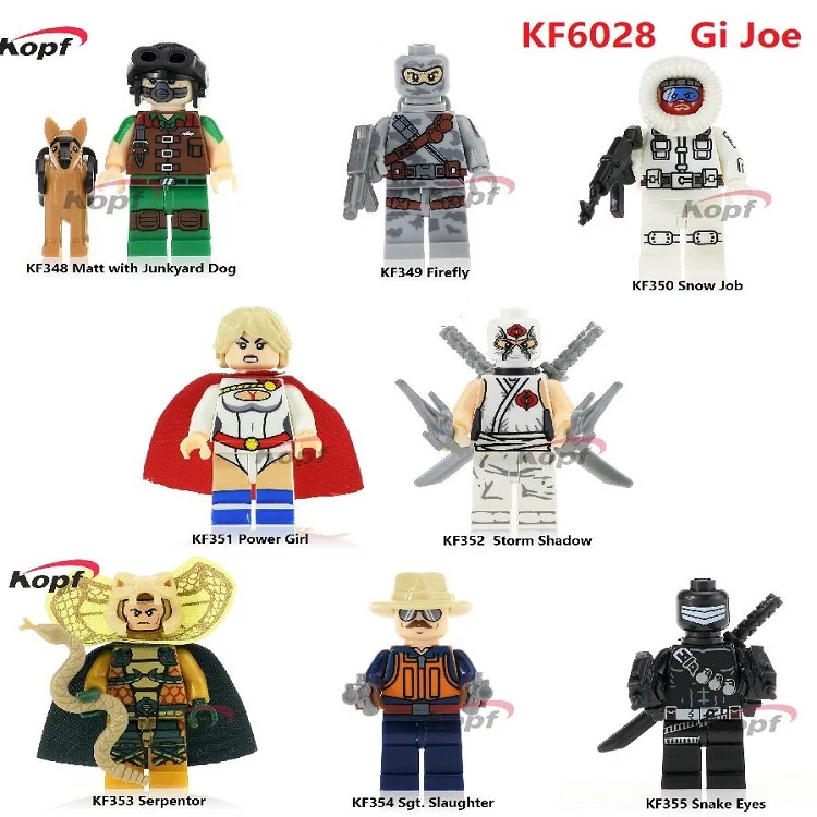 

10Set KF6028 Gi Joe Series Super Heroes Matt with Junkyard Dog Firefly Storm Shadow Power Girl Building Blocks Toys Kids Gift