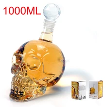 Kristall Schädel Kopf Flaschen Dekanter Abfüllung Kreative Glas Schädel Vodka Flasche 1000 ML mit 75 ml Schuss Glastasse