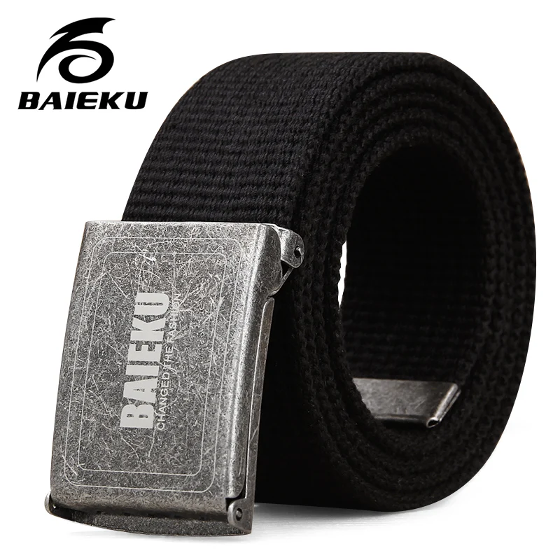 

BAIEK 2018 Fashion canvas belts for men belts men high quality Comfortable cotton belt Trend personality young black belt