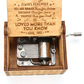 

Vintage Music Box Engraved Wooden Hand Crank Music Box Mom Dad Love Birthday Gift YS-BUY
