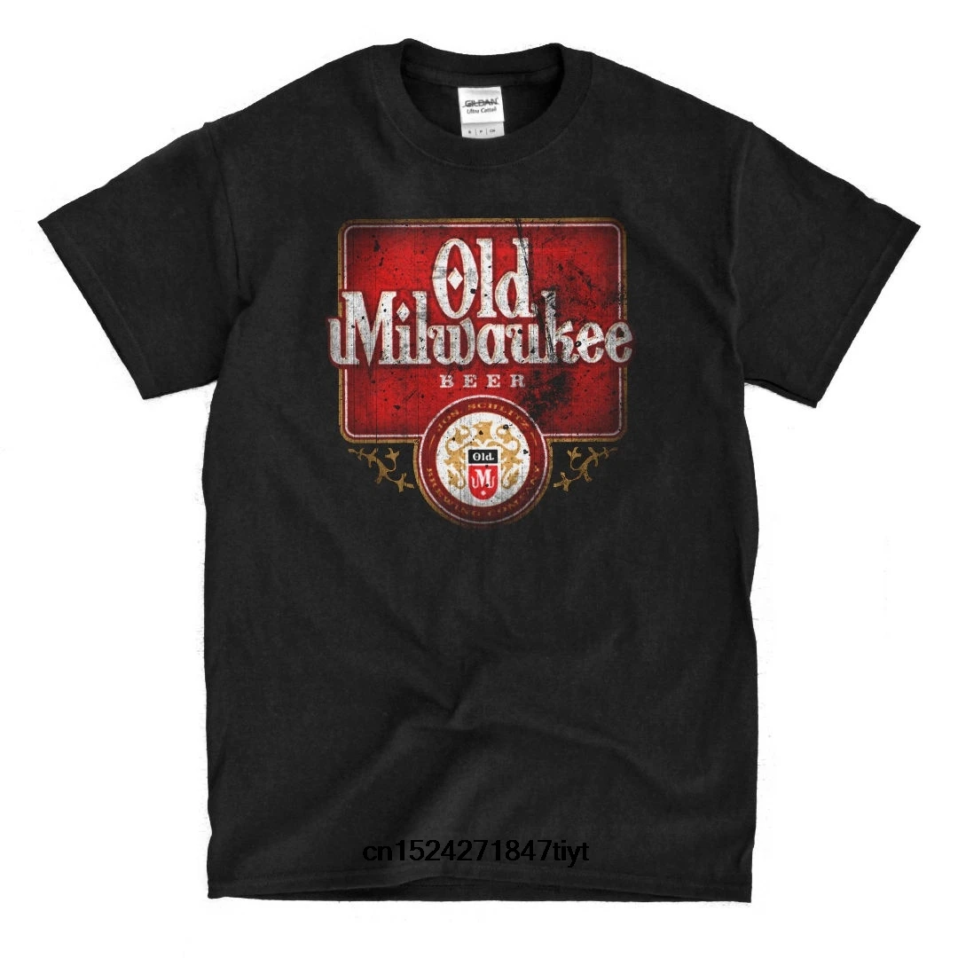 Old Milwaukee Beer Black T Shirt Men T Shirt Casual Tee Shirt Round