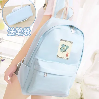 

2017 new student canvas student Chinese wind shoulder bag campus computer backpack printing backpack