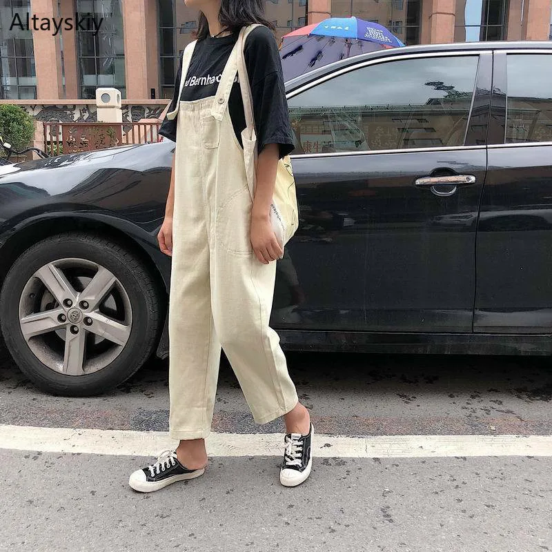 

Jumpsuits Women 2019 Classic Leisure Solid High Waist Ladies Overalls Students Lovely Womens Ankle-length Pants High-quality