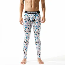 Мужские кальсоны мужские теплые брюки хлопковые мужские модные с принтом сексуальное нижнее белье Обтягивающие Леггинсы кальсоны