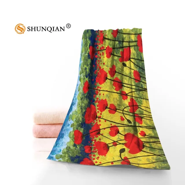 Buy poppies flowers Microfiber Fabric Modern Face Towel/Bath Towel Size 35x75cm